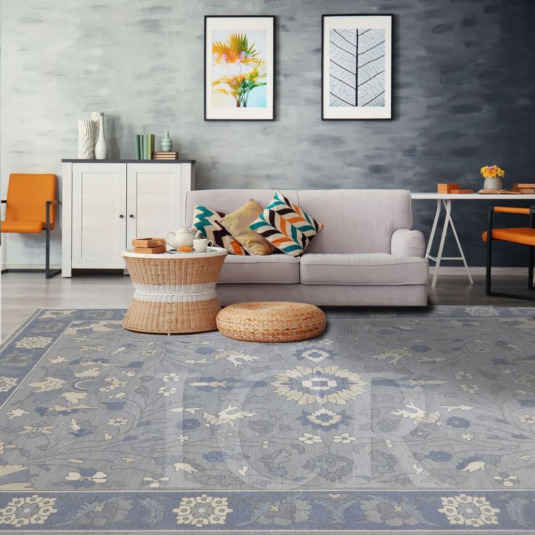 Isfahan Arabesque Slate Blue Rug