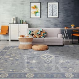 Isfahan Arabesque Slate Blue Rug 1