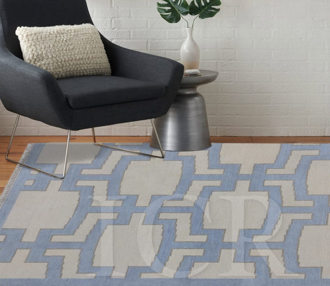 Celestial Key All-Over Lattice Ivory Rug