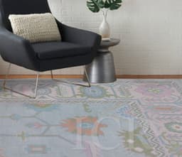 Meadow Mist Heritage Area Rug in Ice Blue & Coral 5