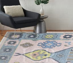 Anatolian Latch-Hook Pastel Pink Rug 1