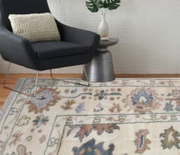 Sienna Mist Vintage Oushak Rug in Cream & Slate 1