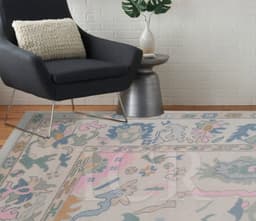 Whimsical Blossom Vintage Area Rug in Ivory & Pink 1