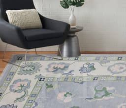 Anatolian Meadow Pastel Medallion Blue Rug 1