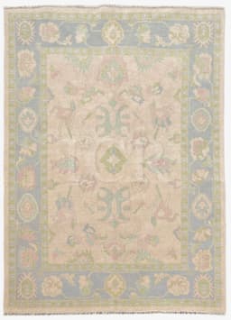 Verbena Garden Oushak Rug in Ivory & Blue-Green 8