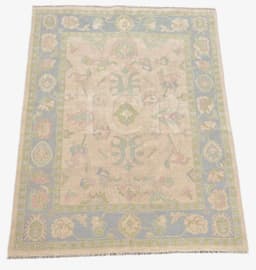 Verbena Garden Oushak Rug in Ivory & Blue-Green 7