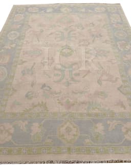 Verbena Garden Oushak Rug in Ivory & Blue-Green 6