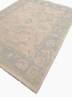 Verbena Garden Oushak Rug in Ivory & Blue-Green 5