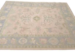 Verbena Garden Oushak Rug in Ivory & Blue-Green 2