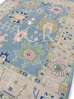 Capri Sky Vintage Oushak Rug 1