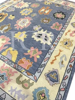 Sapphire Meadow Vintage Oushak Rug 2