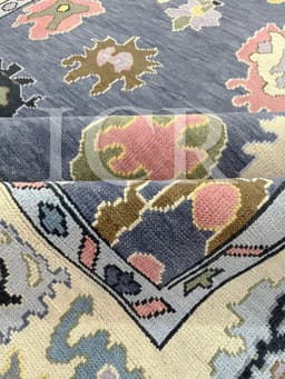 Sapphire Meadow Vintage Oushak Rug 1