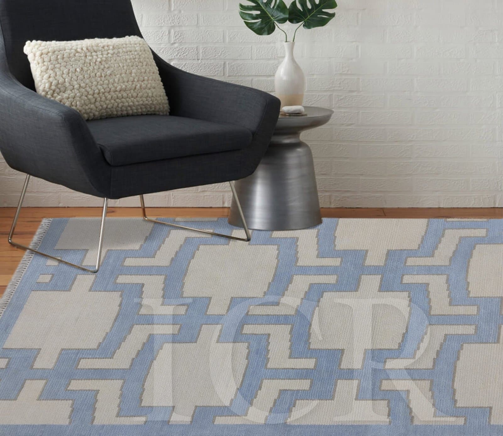 Celestial Key All-Over Lattice Ivory Rug
