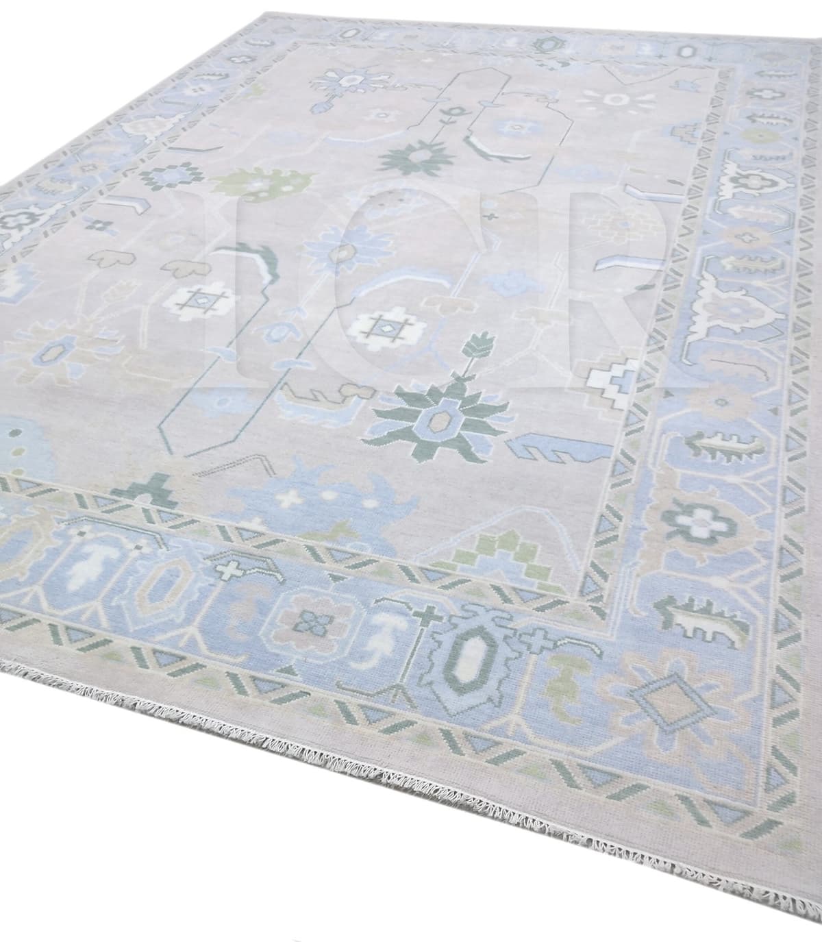 Solstice Cartouche Off-White & Powder Blue Rug